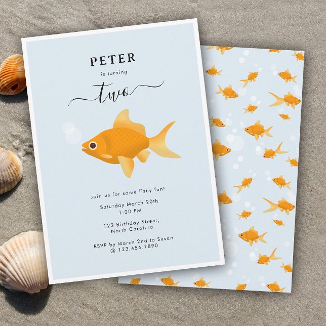 Invitation Cute Goldfish Anniversaire de enfant de natation (Cute Goldfish Swimming Water Kids Birthday Party Invitation)