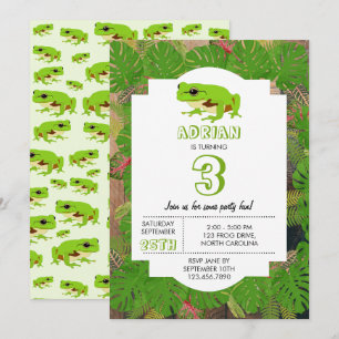 Invitation Cute Green Tree Frog Anniversaire de enfant Party