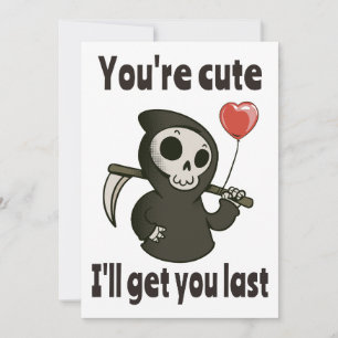 Invitation Cute Grim Reaper avec coeur romantique