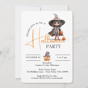 INVITATION CUTE GROG YED WITCH, PARTI HALLOWEEN