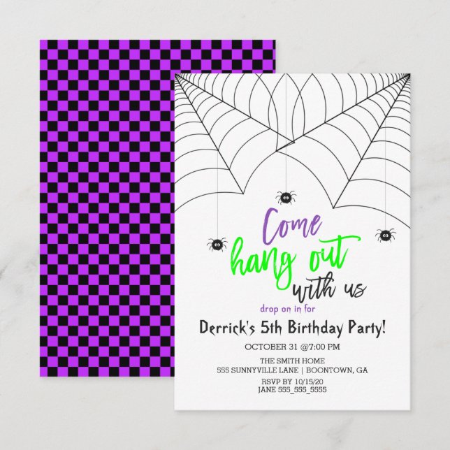 Invitation Cute Halloween Anniversaire de enfant Party (Devant / Derrière)