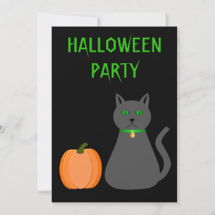 Invitation Cute Halloween Chat et Citrouille Personnalisé