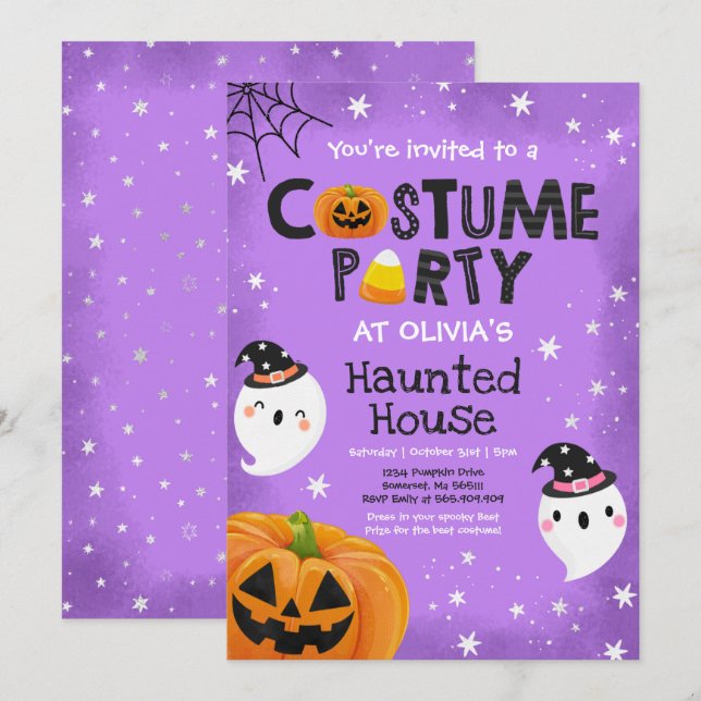 Invitation Cute Halloween Costume Party Spotacular (Devant / Derrière)