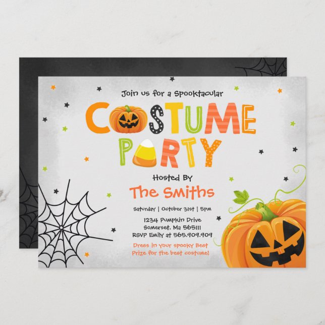 Invitation Cute Halloween Costume Party Spotacular (Devant / Derrière)