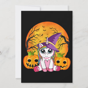 Invitation Cute Halloween Girls Witchy Unicorn Halloween