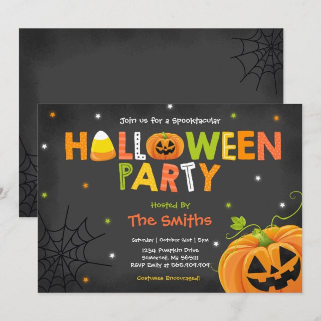 Invitation Cute Halloween Party Spooktacular Halloween (Devant / Derrière)