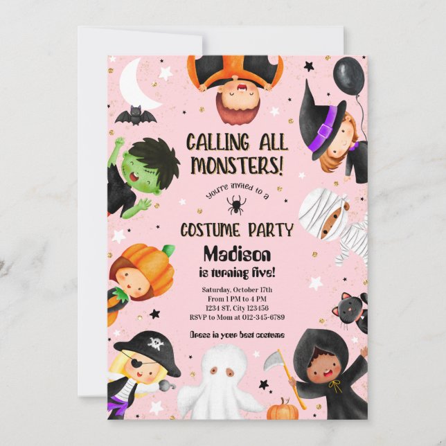 Invitation Cute Halloween Spooktacular Costume fête d'anniver (Devant)