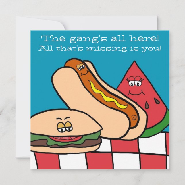 Invitation Cute Hamburger et Hot Dog (Devant)