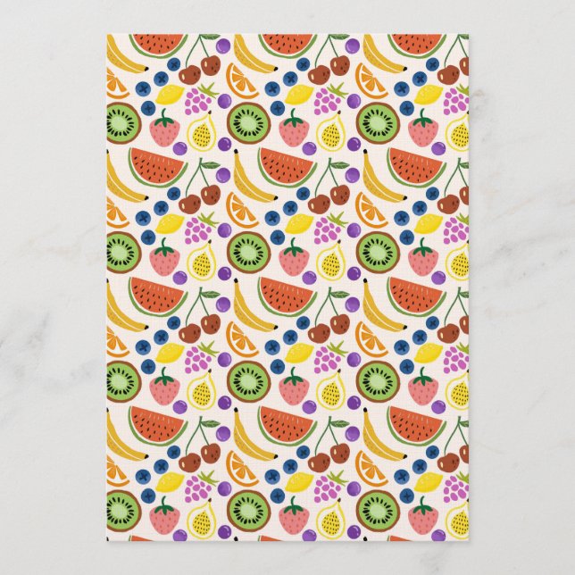 Invitation Cute Hand-drawn Doodle Fruits Seamless Pattern (Devant)