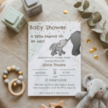 Cute Hand Drawn Elephant Little Peanut Baby Shower