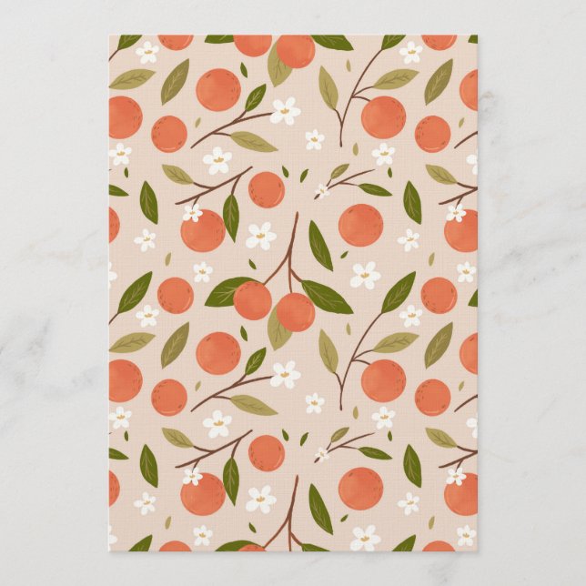 Invitation Cute Hand-drawn Orange Blossom Seamless Pattern (Devant)