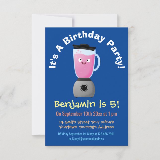 Invitation Cute happy food mixender cuisine appareil dessin a (Devant)