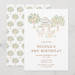 Invitation Cute Hens Farm Grange fête d'anniversaire