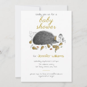 Invitation Cute Hérisson d'automne Baby shower neutre