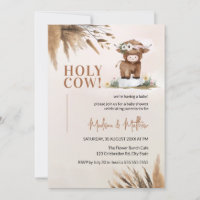 Cute Holy Cow Pampas Rustic Farm Baby shower