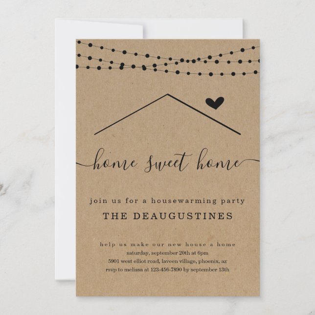 Invitation Cute Home Sweet Home Accueil Fête du réchauffement (Devant)