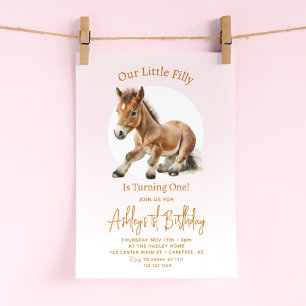 Invitation Cute Horse Girls 1er anniversaire