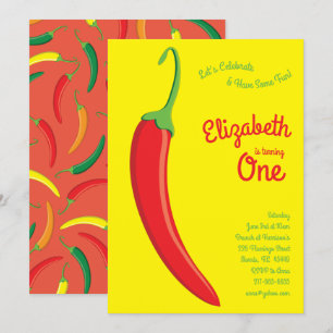 Invitation Cute Hot Chili Pepper Enfants 1ère fête d'annivers