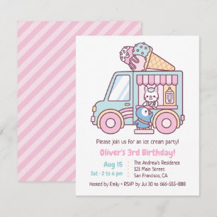 Invitation Cute Ice Cream Truck Anniversaire de enfant Party