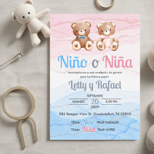 Invitation Cute Invitacion Révélation de genre garçon ou fill