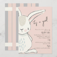 Cute It A Girl Rabbit Baby shower rose et gris
