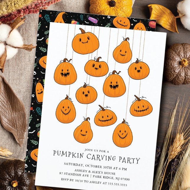 Invitation Cute Jack O'lantern Citrouille Carving Halloween (Créateur téléchargé)