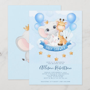 Invitation Cute Jungle Safari Animaux Aquarelle Baby shower