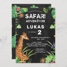 Cute Jungle Safari Giraffe Chalkboard Anniversaire