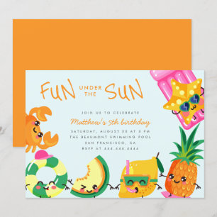 Invitation Cute Kawaii Été Amusement Sous L'Anniversaire de e