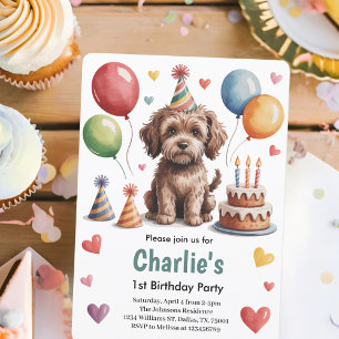 Invitation Cute Kids Chien 1er fête d'anniversaire