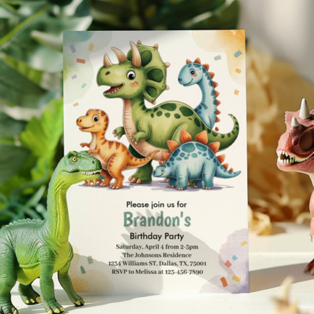 Invitation Cute Kids Dinosaur Thème Anniversaire (Créateur téléchargé)