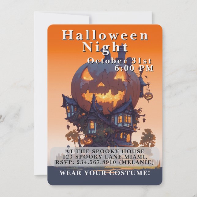 Invitation Cute Kids Halloween Night Party Custom (Devant)