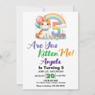 Invitation Cute Kitten 5e fête d'anniversaire