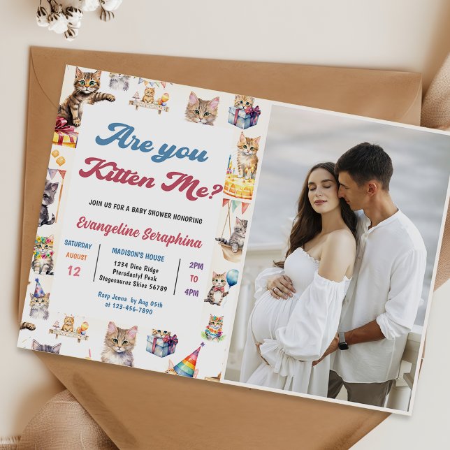 Invitation Cute Kitty Chat Baby shower Photo (Créateur téléchargé)