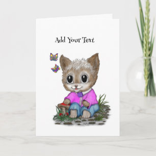 Invitation Cute Kitty Chat et Papillon