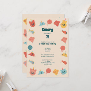 Invitation Cute Kitty Chat Fête d'anniversaire pour enfants