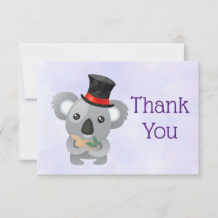 Invitation Cute Koala dans un Merci de chapeau noir