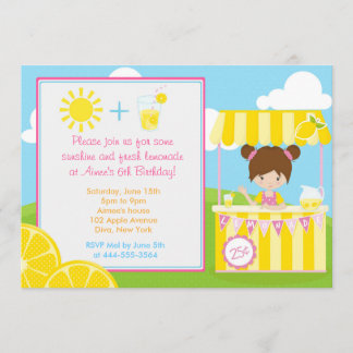 Invitation Cute Lemonade Design avec fille