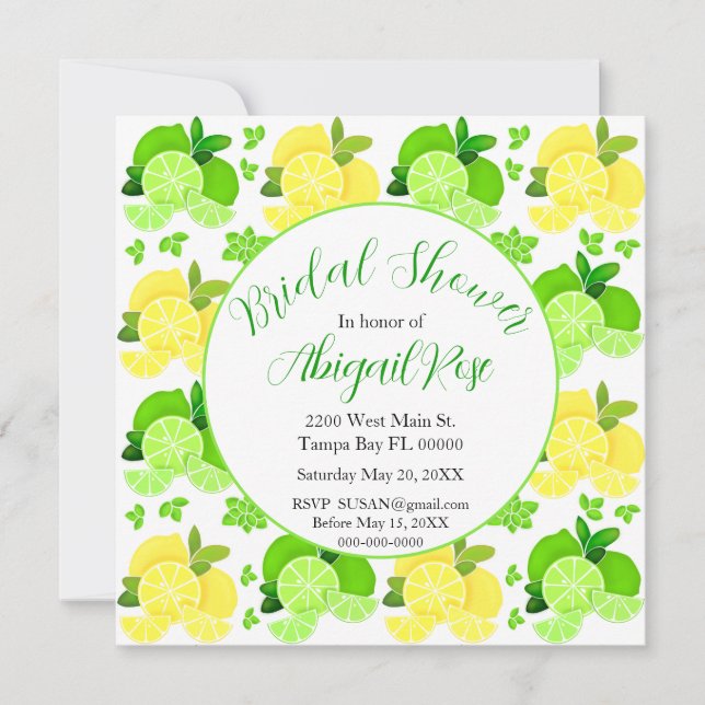 Invitation Cute Lemons citrons citrus nuptiale douche Invitat (Devant)