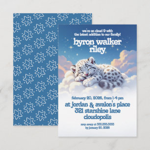 Invitation Cute léopard des neiges dormir sur le Baby shower 