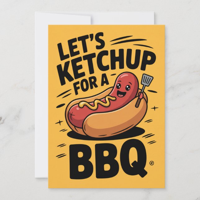 Invitation Cute Let's Ketchup BBQ Party (Devant)