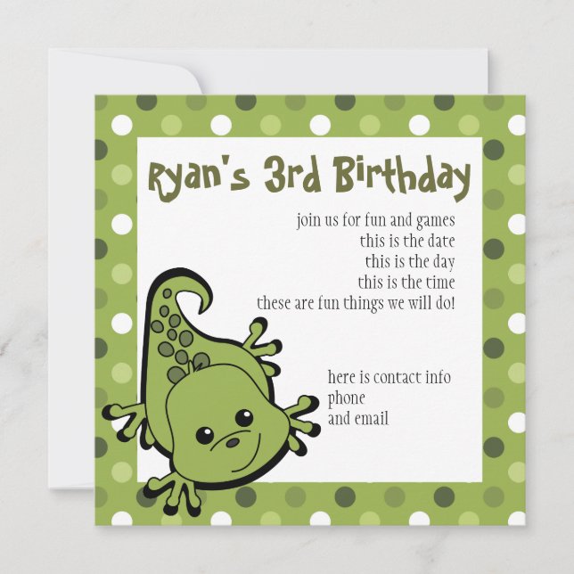 Invitation Cute Lil' Lizard (Devant)