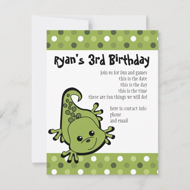 Invitation Cute Lil' Lizard (Devant)