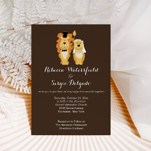 Invitation Cute Lion Couple Mariage Décontracté