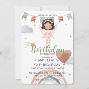 Invitation Cute Little ange afro filles Balloon Anniversaire