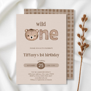 Invitation Cute Little Bear sauvage un 1er anniversaire