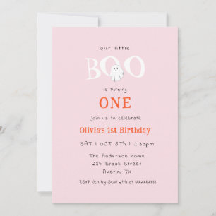 Invitation Cute Little Boo Halloween Fantôme Fille 1er annive
