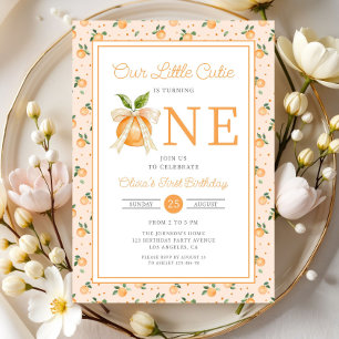 Invitation Cute Little Cutie Orange Citrus 1er anniversaire