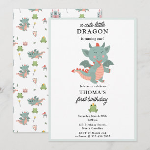 Invitation Cute Little Dragon Boy Anniversaire de enfant Part