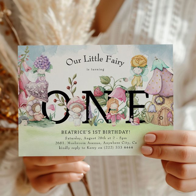 Invitation Cute Little Floral Fairies Filles 1er anniversaire (Créateur téléchargé)